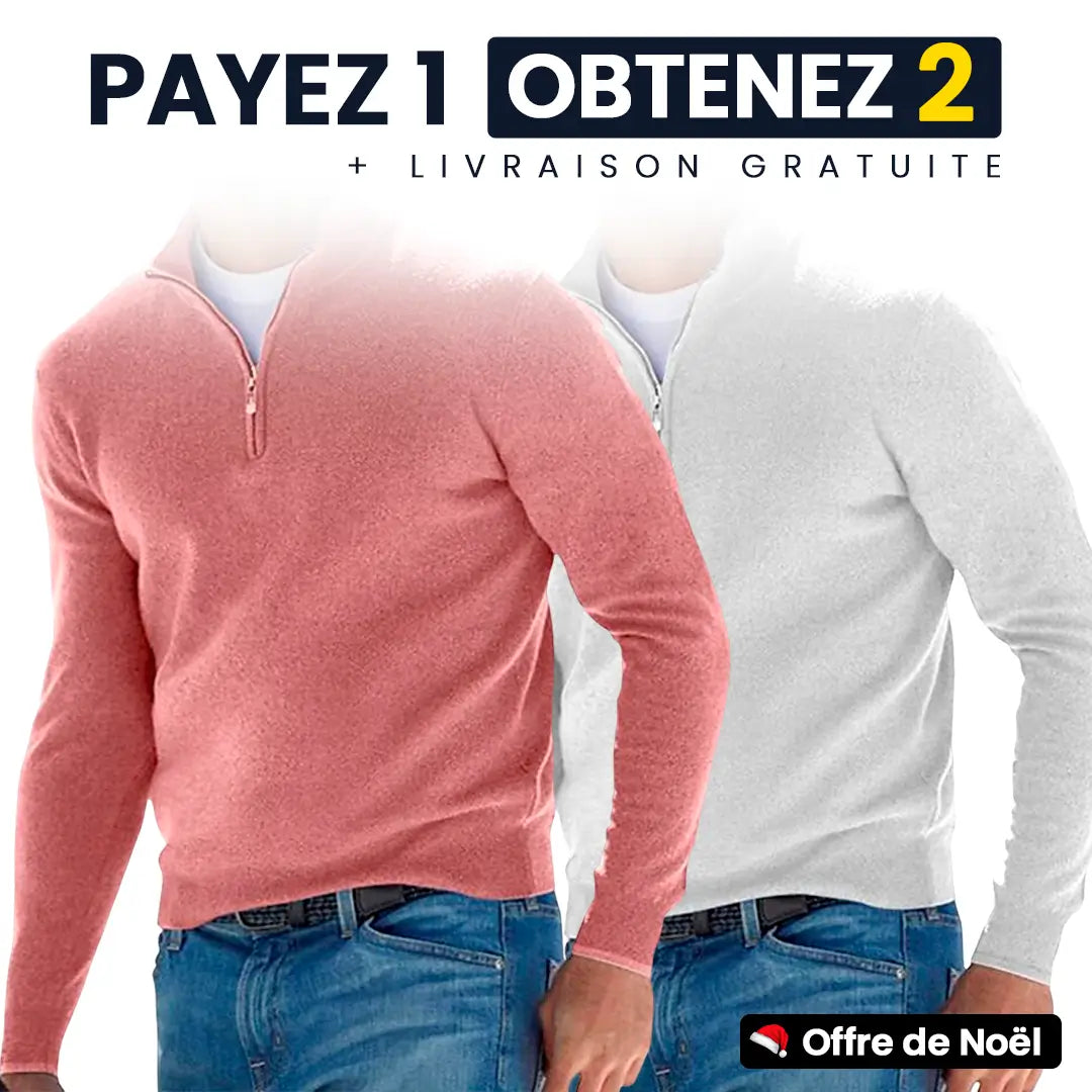 [ACHETER 1, OBTENIR 2] Pull Zippé Basique Pour Hommes - Offre de Noël