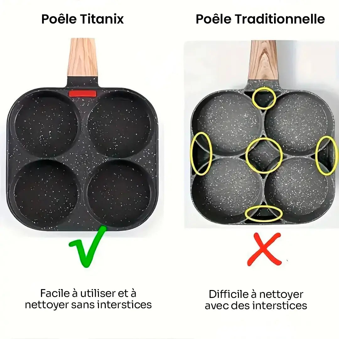 [Achetez 2, Payez 1] Poêle Titanix 4 en 1 avec Couvercle en Verre Trempé + Cadeau : Kit d'Ustensiles